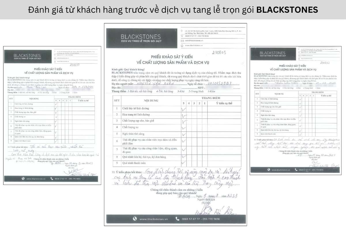 Đánh giá chất lượng dịch vụ tang lễ trọn gói Blackstones